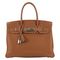 Hermes Birkin Handbag Gold Togo with Palladium Hardware 30