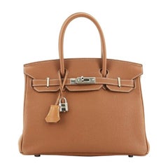 Hermes Birkin Handbag Gold Togo With Palladium Hardware 30