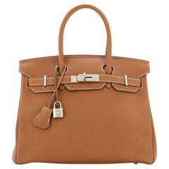 Hermes Birkin Handbag Gold Togo with Palladium Hardware 30