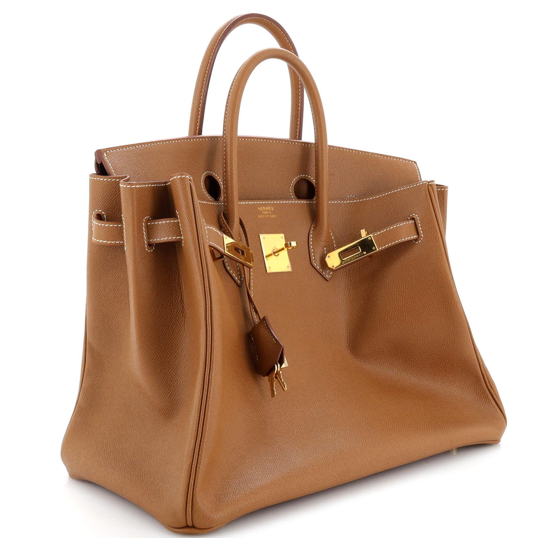 Hermes Birkin Handbag Gold Veau Grain Lisse with Gold Hardware 35 7