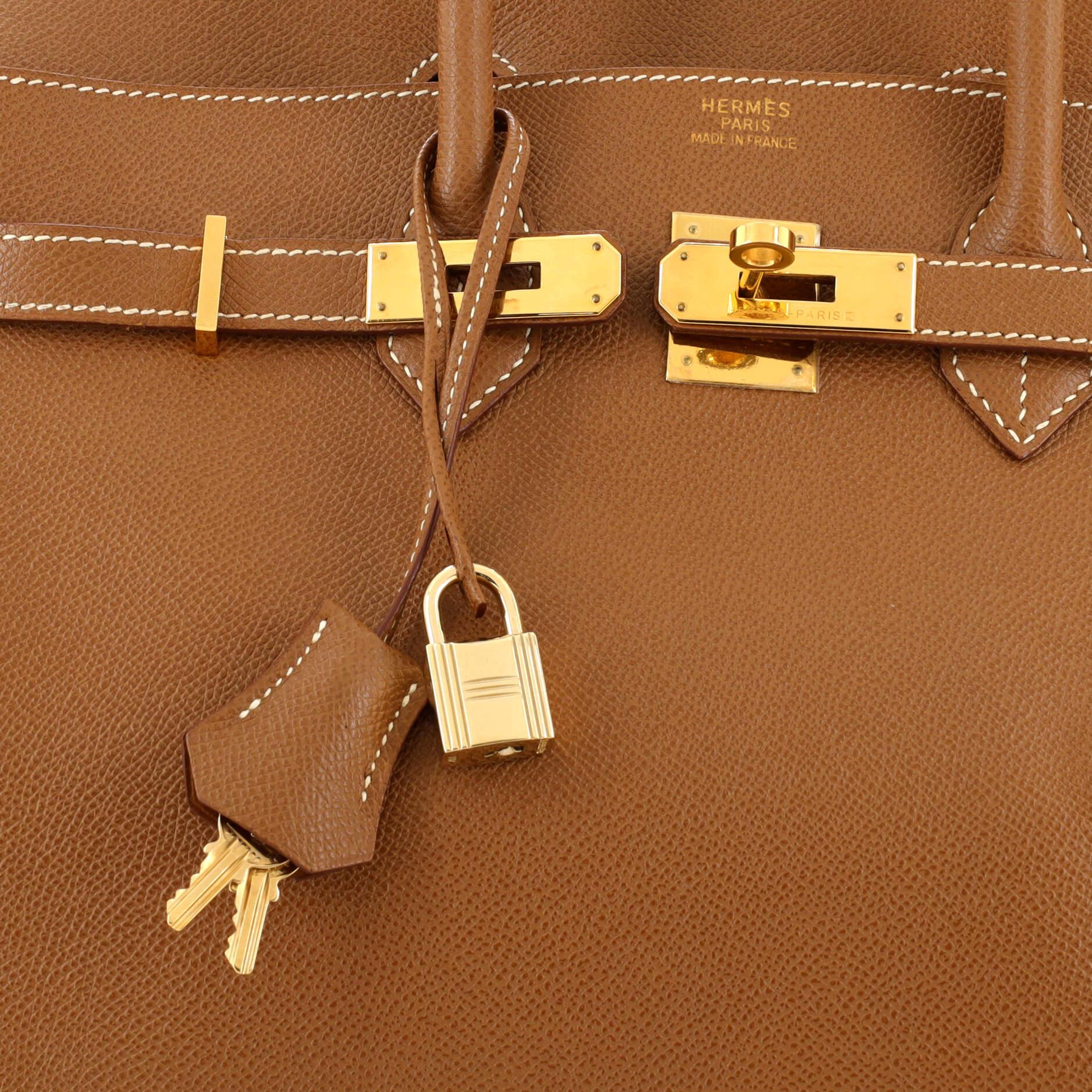 Hermes Birkin Handbag Gold Veau Grain Lisse with Gold Hardware 35 2