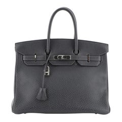 Hermes Birkin Handbag Graphite Buffalo with Palladium Hardware 35