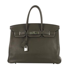 Hermes Birkin Handbag Graphite Clemence with Palladium Hardware 35