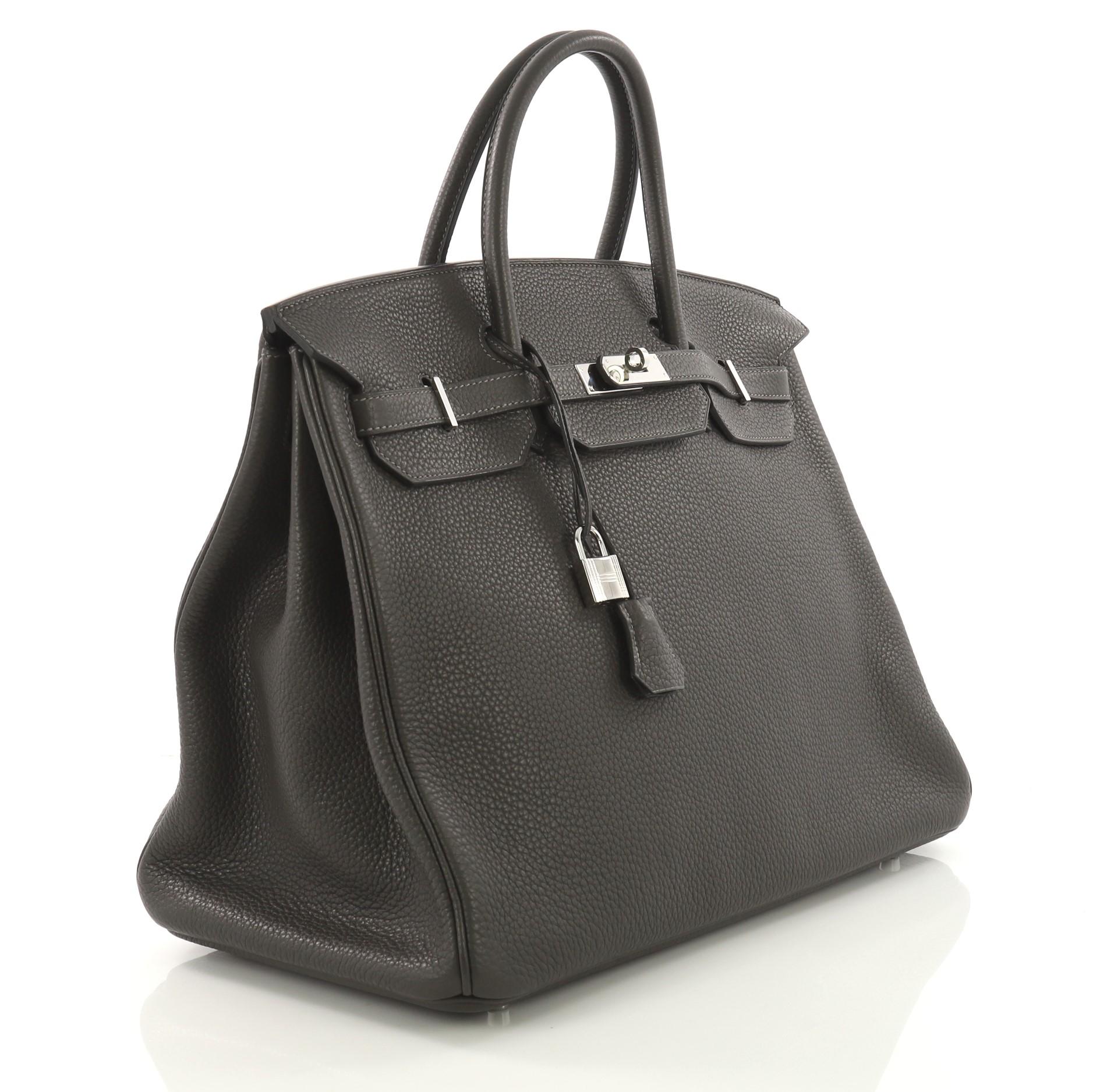 Black Hermes Birkin Handbag Graphite Clemence with Palladium Hardware 40
