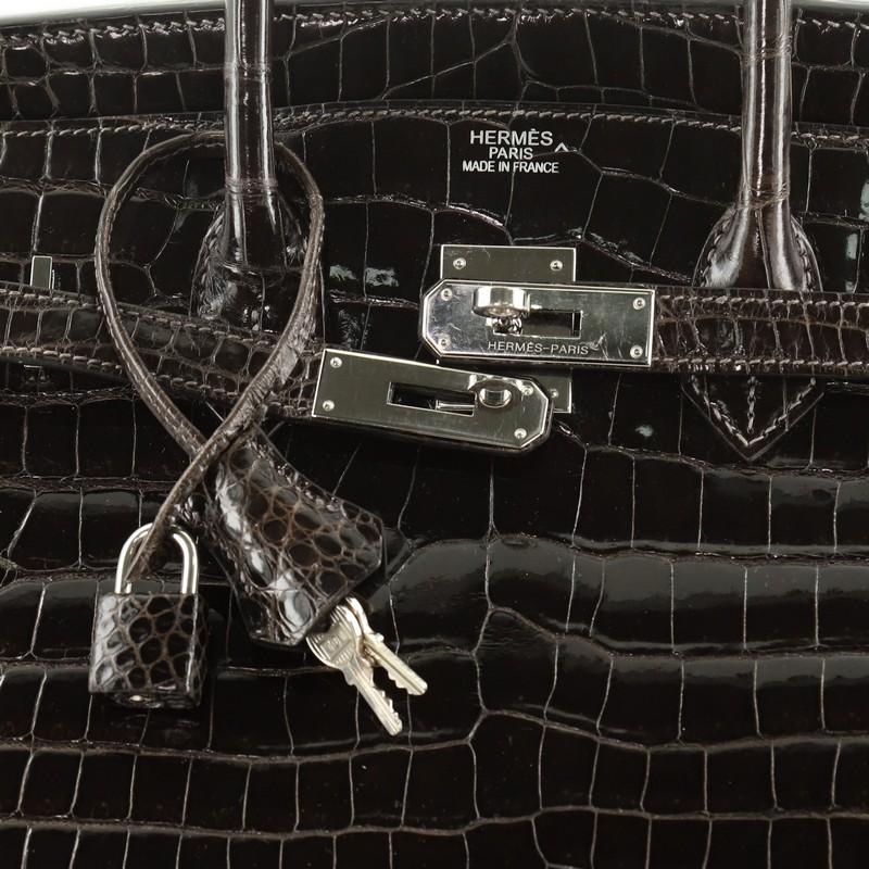 Hermes Birkin Handbag Graphite Shiny Porosus Crocodile With Palladium Hardware 3 1