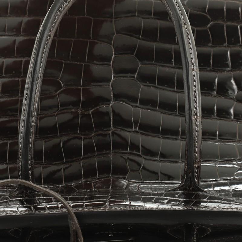 Hermes Birkin Handbag Graphite Shiny Porosus Crocodile With Palladium Hardware 3 2