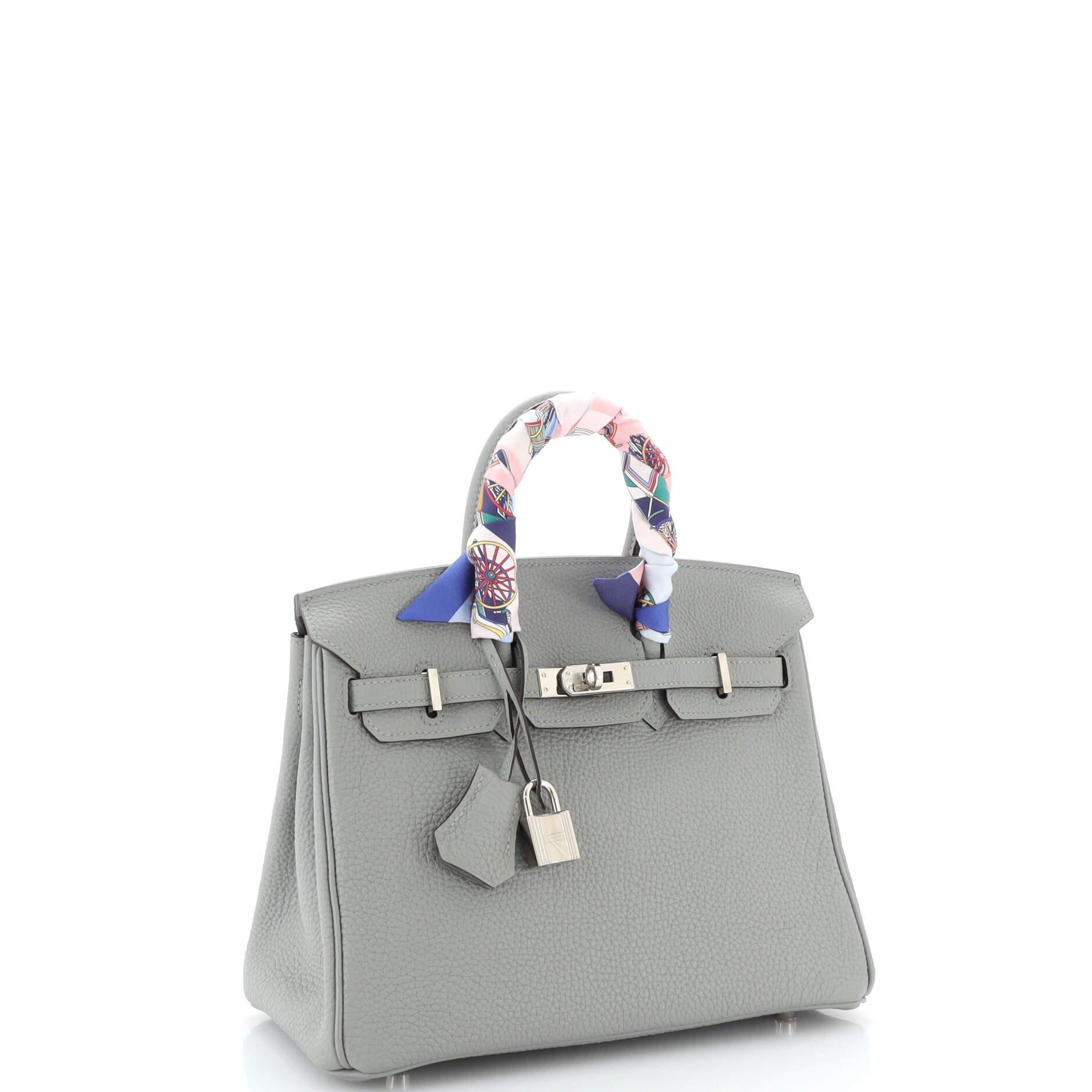 Hermes Birkin Handbag Grey Clemence with Palladium Hardware 25 In Good Condition In NY, NY