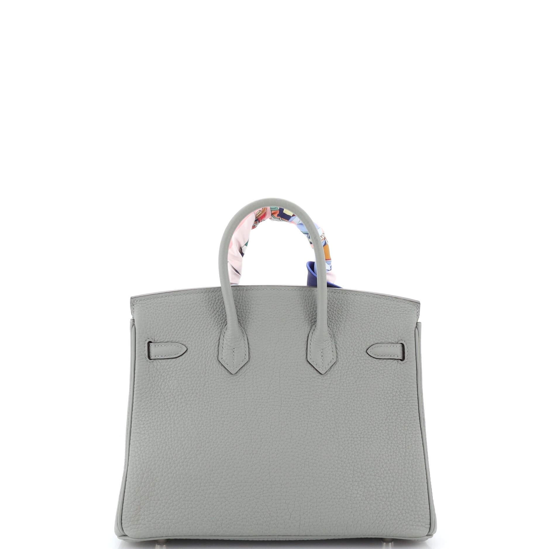 Women's or Men's Hermes Birkin Handbag Grey Clemence with Palladium Hardware 25