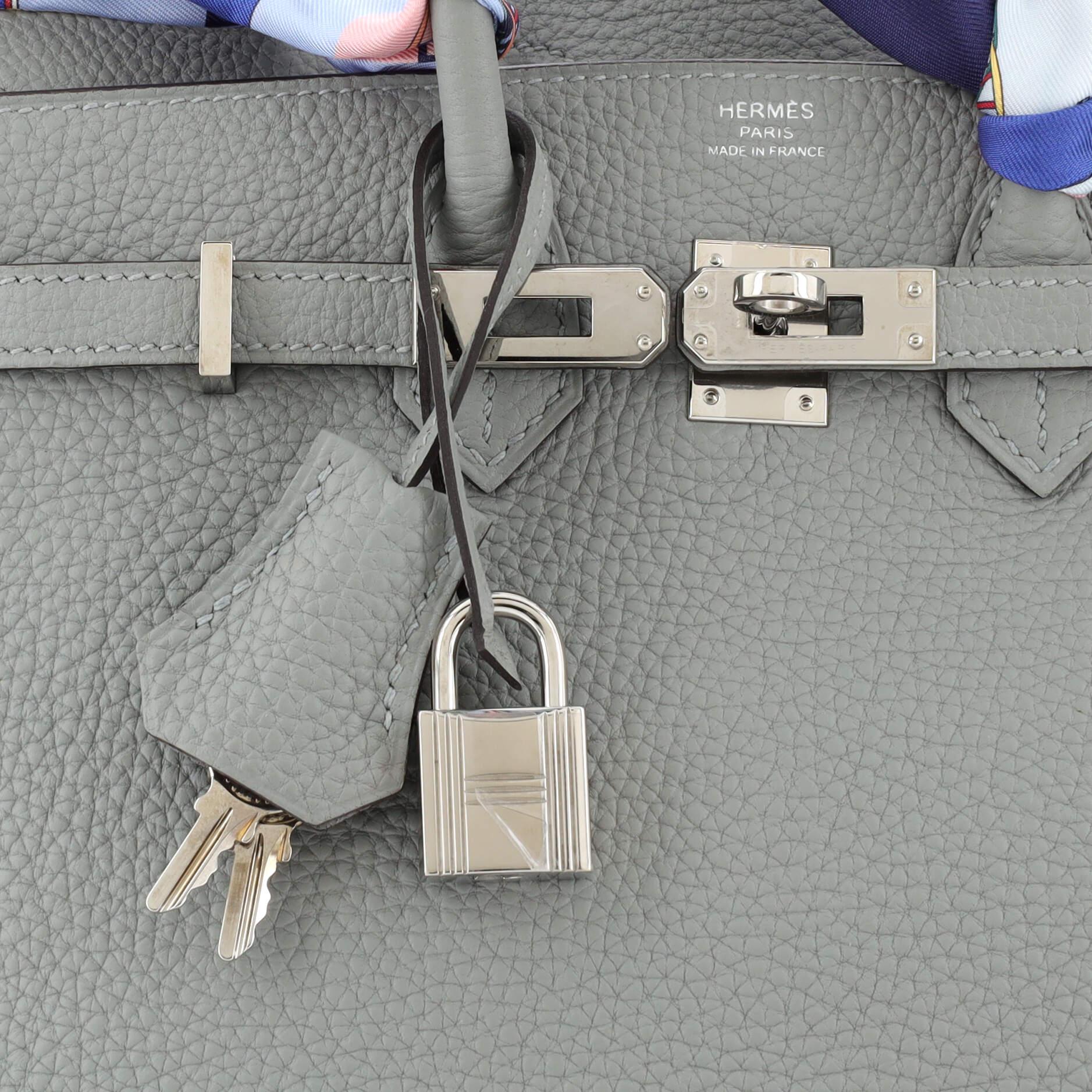 Hermes Birkin Handbag Grey Clemence with Palladium Hardware 25 3