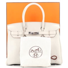 Hermès Birkin Handtasche Grau Clemence mit Palladiumbeschlägen 30