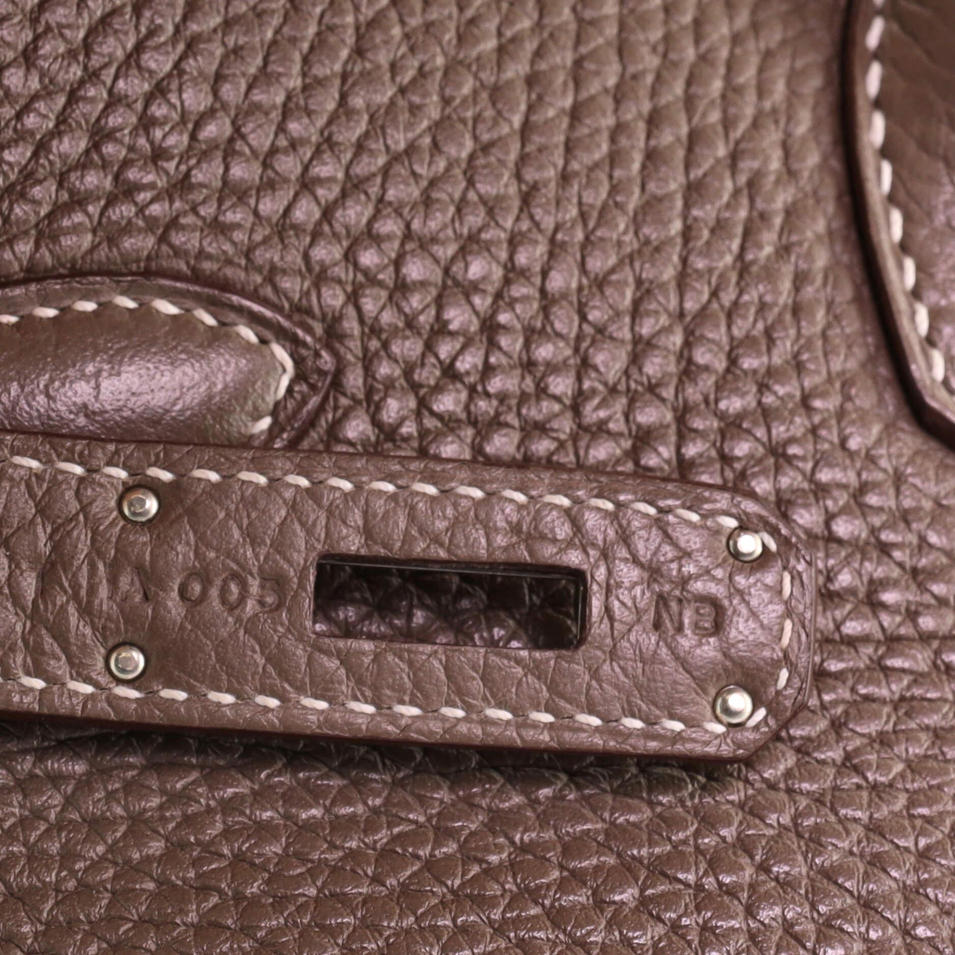 Hermes Birkin Handbag Grey Clemence with Palladium Hardware 35 6