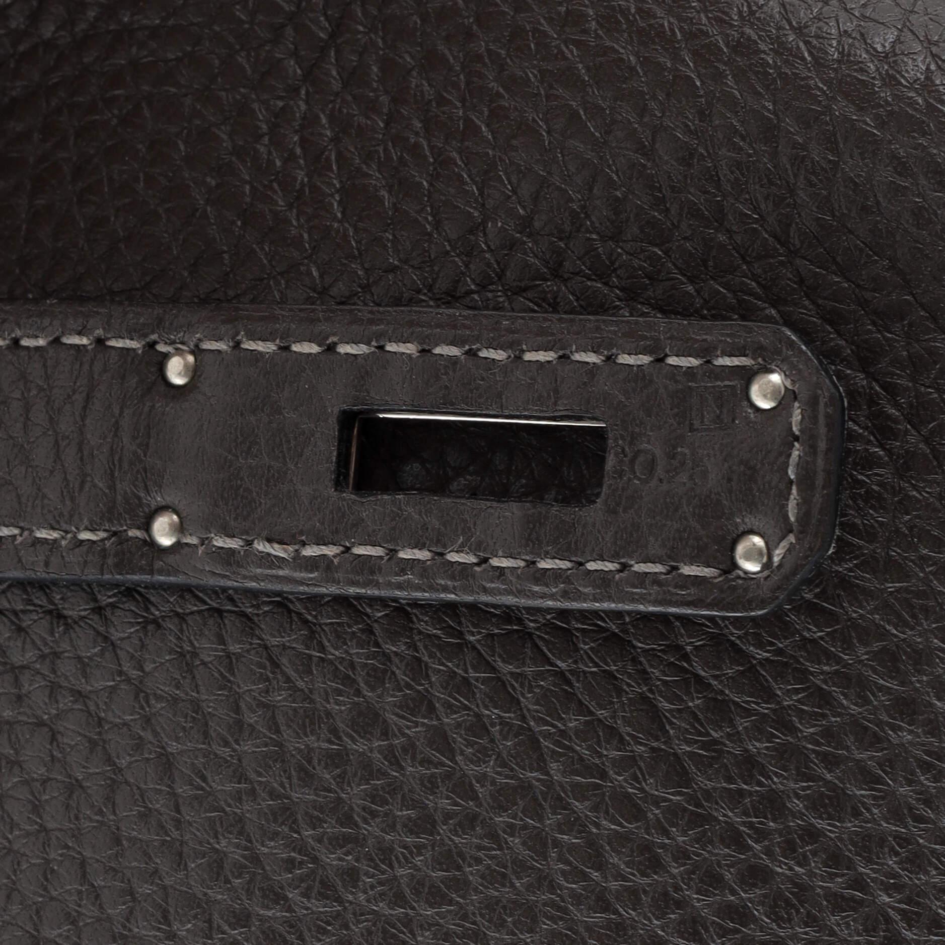 Hermes Birkin Handbag Grey Clemence with Palladium Hardware 35 10
