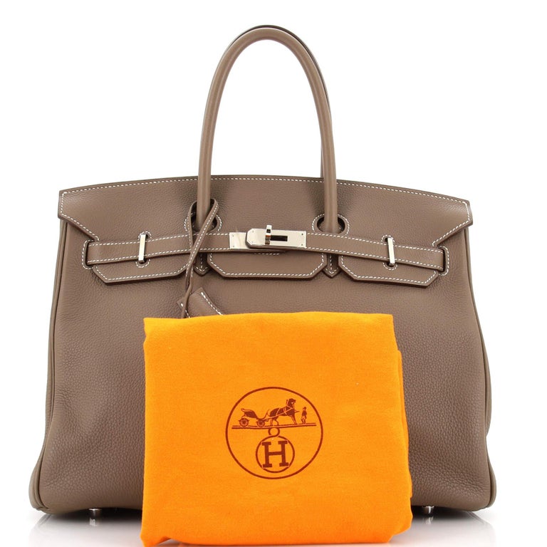 Hermes Birkin Handbag Grey Clemence with Palladium Hardware 35 For Sale at  1stDibs