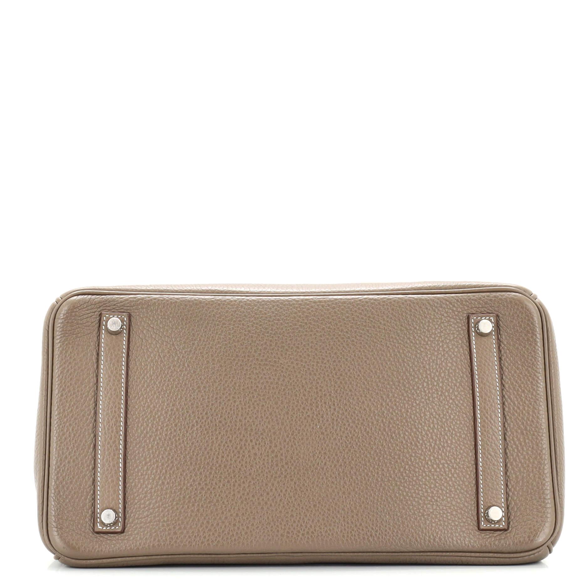 Hermes Birkin Handbag Grey Clemence with Palladium Hardware 35 In Good Condition In NY, NY