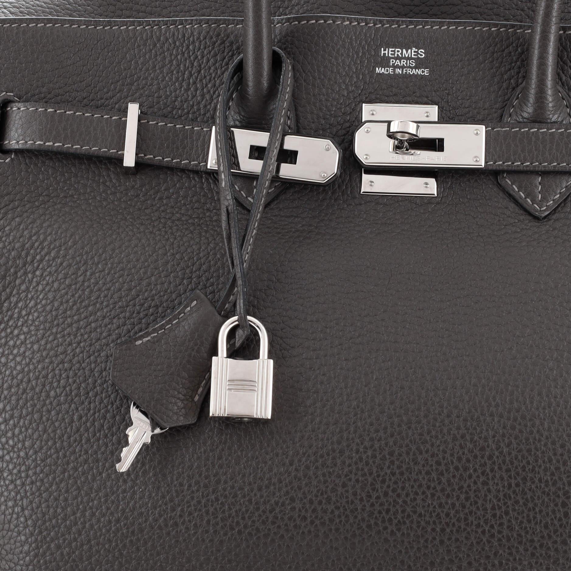 Hermes Birkin Handbag Grey Clemence with Palladium Hardware 35 2