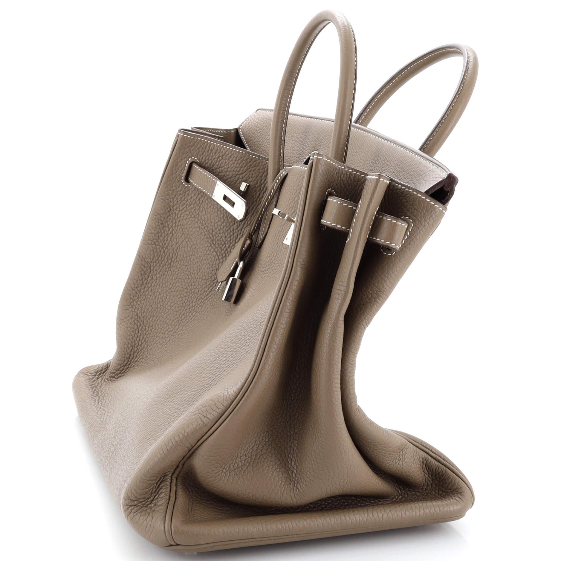 Hermes Birkin Handbag Grey Clemence with Palladium Hardware 40 For Sale 7