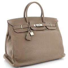 Hermes Birkin Handbag Grey Clemence with Palladium Hardware 40
