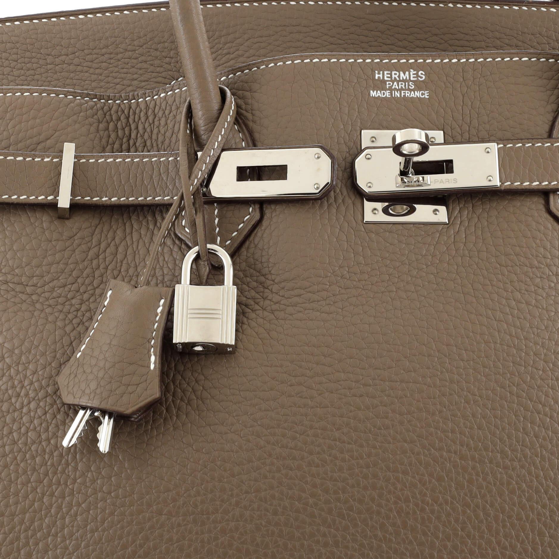 Hermes Birkin Handbag Grey Clemence with Palladium Hardware 40 For Sale 2