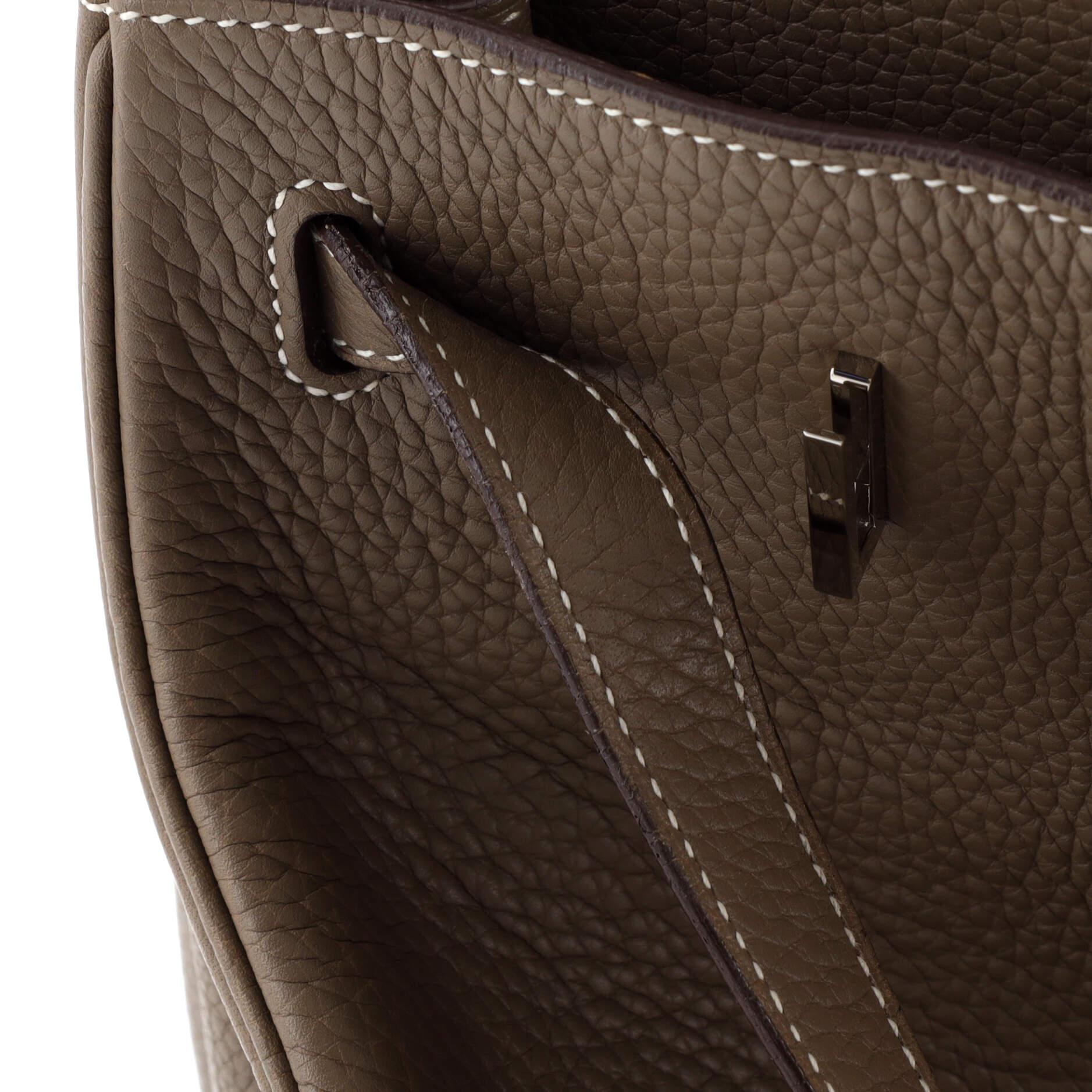 Hermes Birkin Handbag Grey Clemence with Palladium Hardware 40 For Sale 5