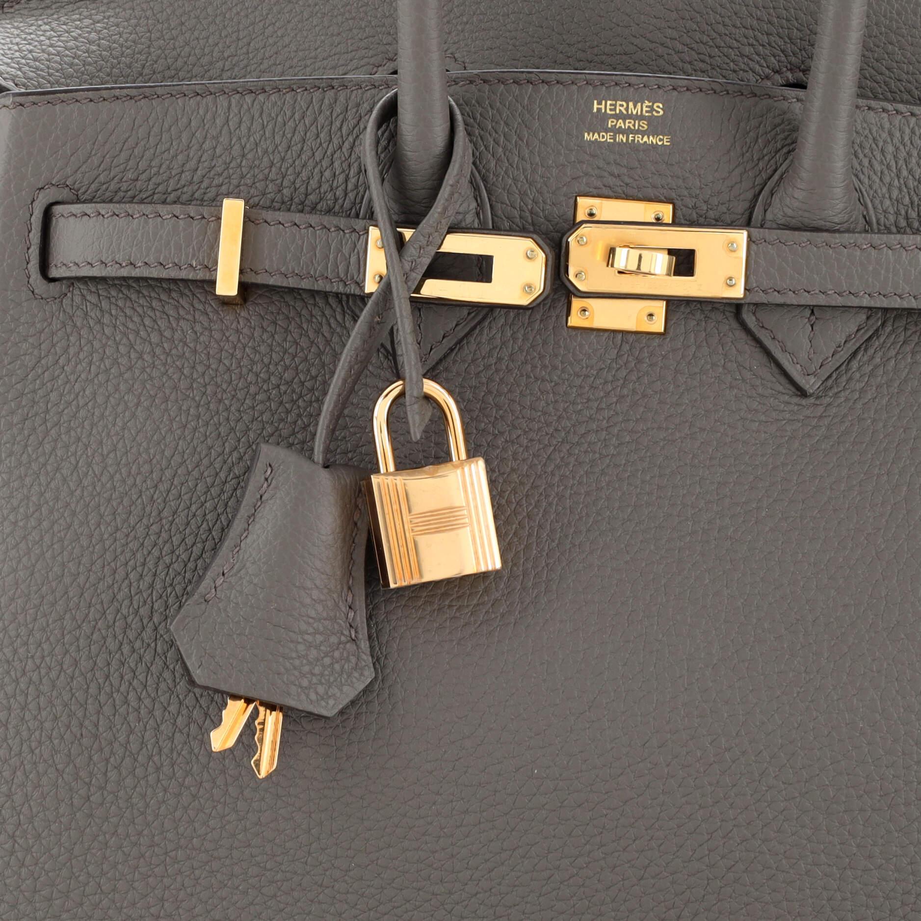 Hermes Birkin Handbag Grey Clemence with Rose Gold Hardware 25 3