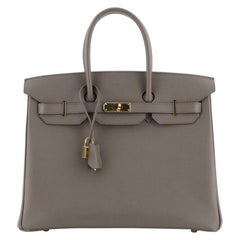 Hermes Birkin Handbag Grey Epsom with Gold Hardware 35