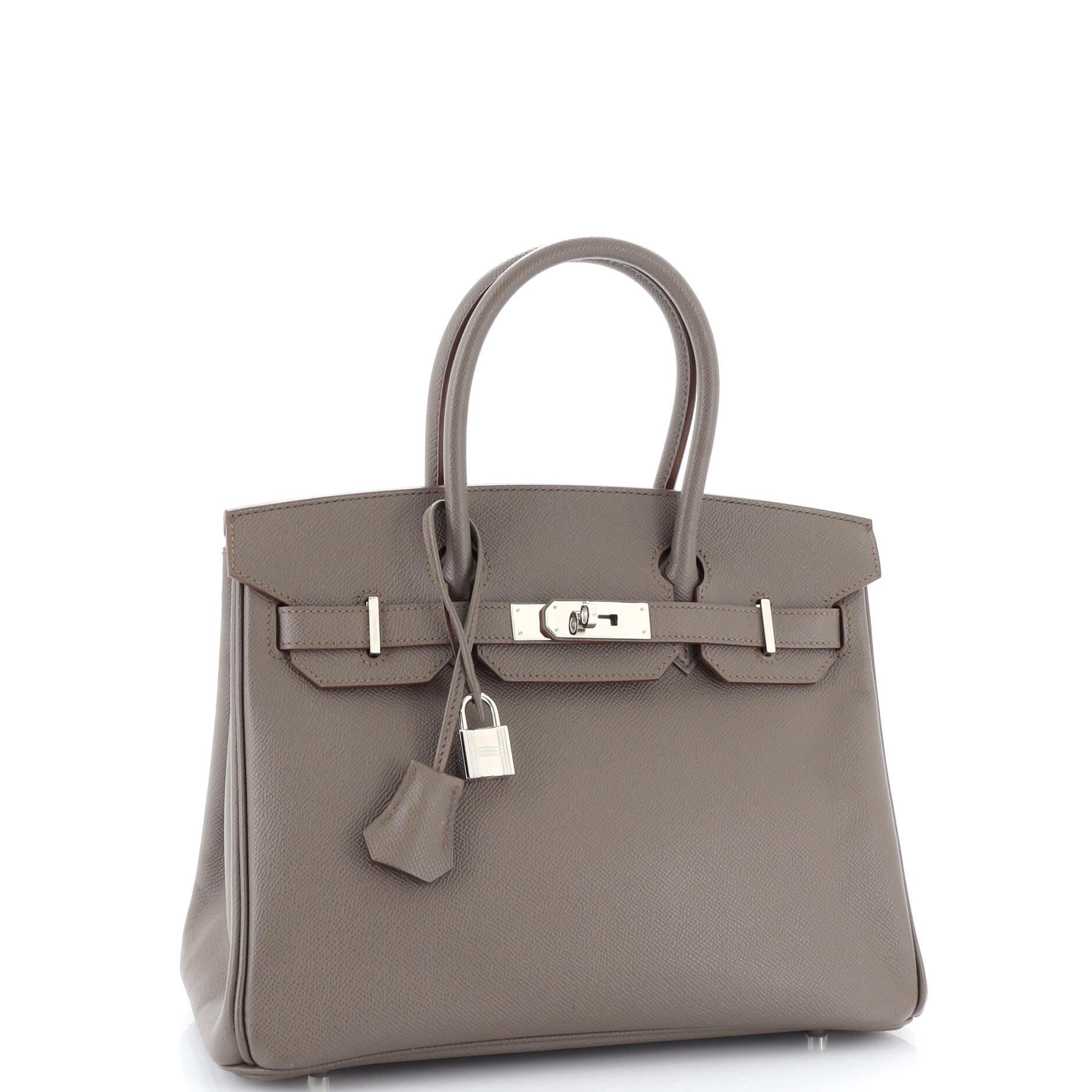 Hermes Birkin Handbag Grey Epsom with Palladium Hardware 30 In Good Condition In NY, NY