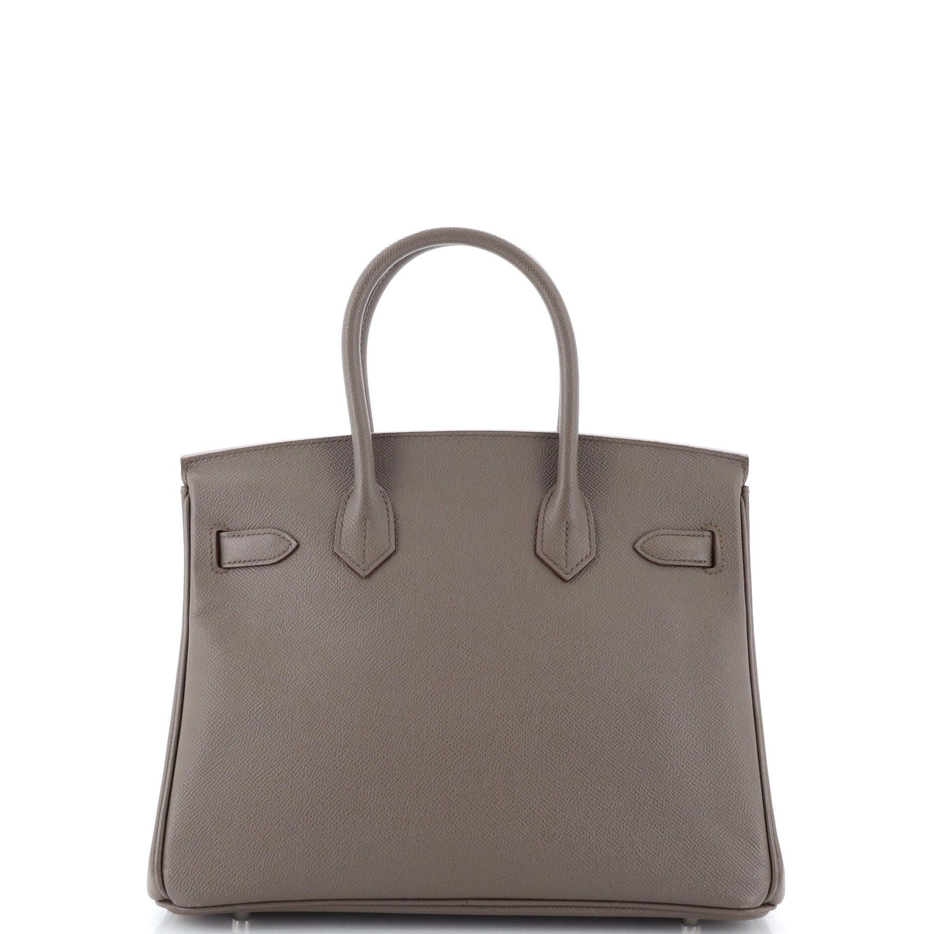 Women's Hermes Birkin Handbag Grey Epsom with Palladium Hardware 30