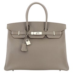Hermes Birkin Handbag Grey Epsom with Palladium Hardware 35