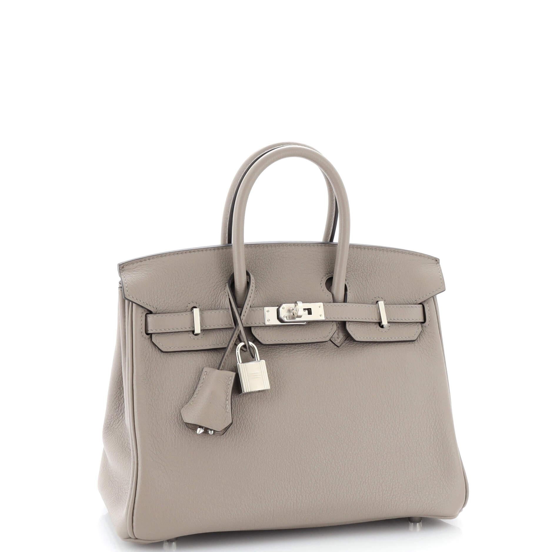 Hermes Birkin Handbag Grey Novillo with Palladium Hardware 25 In Good Condition In NY, NY