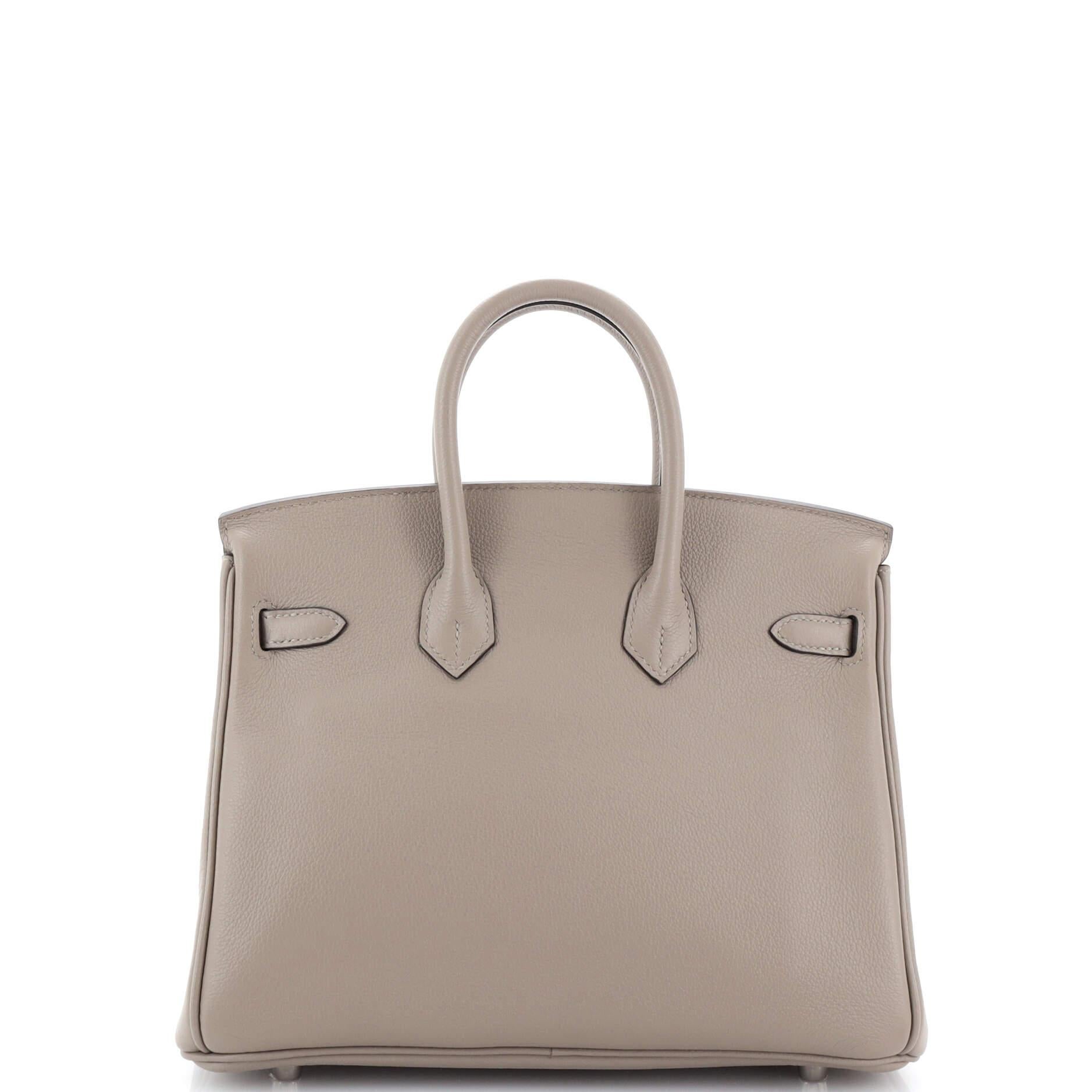 Women's or Men's Hermes Birkin Handbag Grey Novillo with Palladium Hardware 25