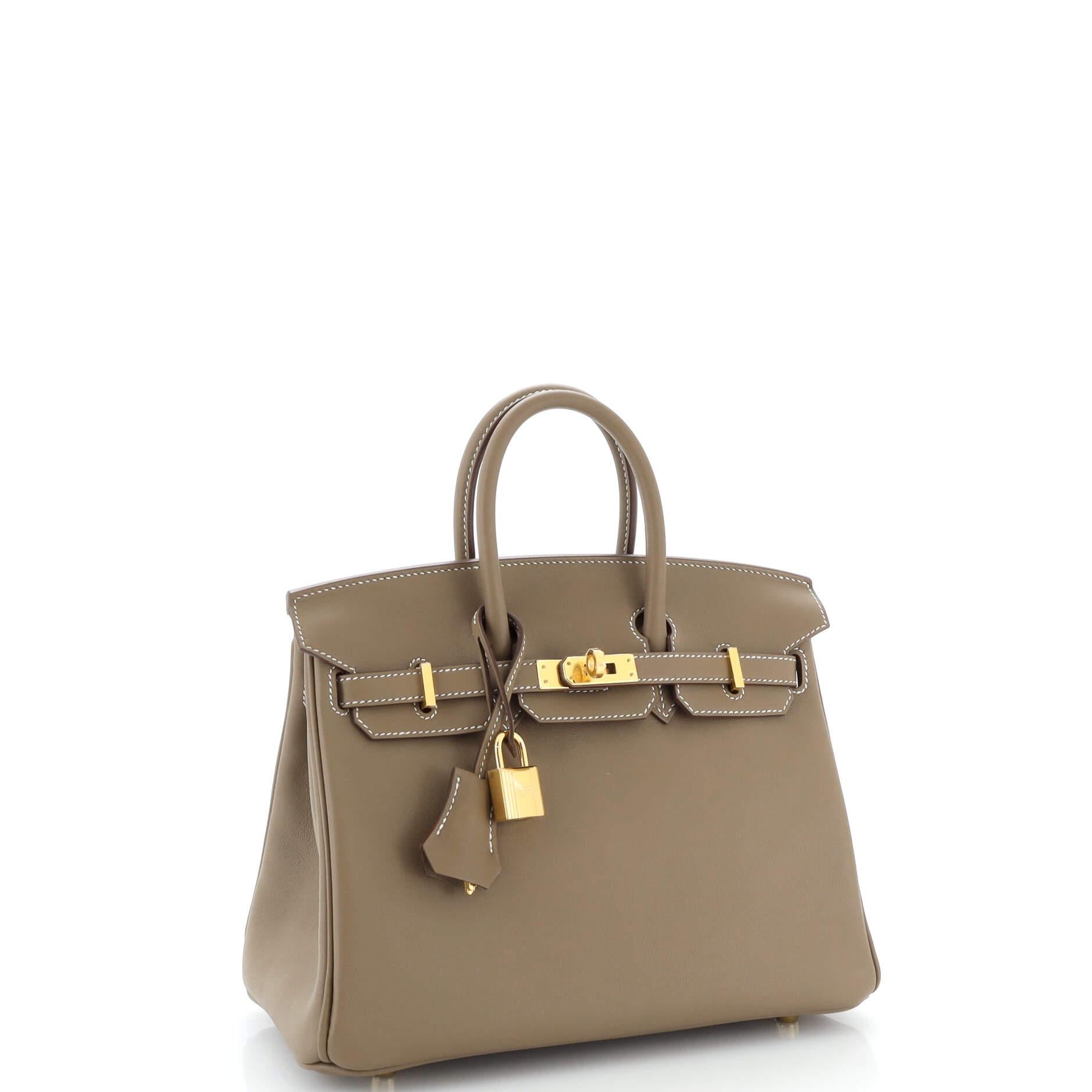 Hermes Birkin Handbag Grey Swift with Gold Hardware 25 In Good Condition In NY, NY