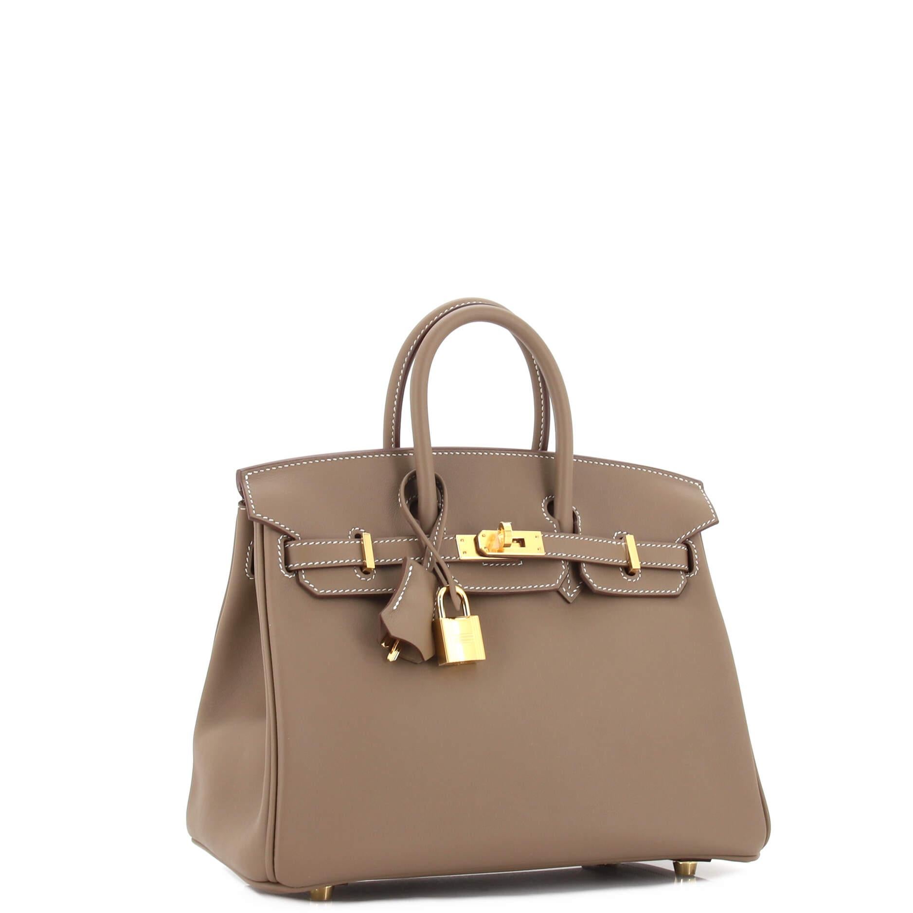 Hermes Birkin Handbag Grey Swift with Gold Hardware 25 In Good Condition In NY, NY