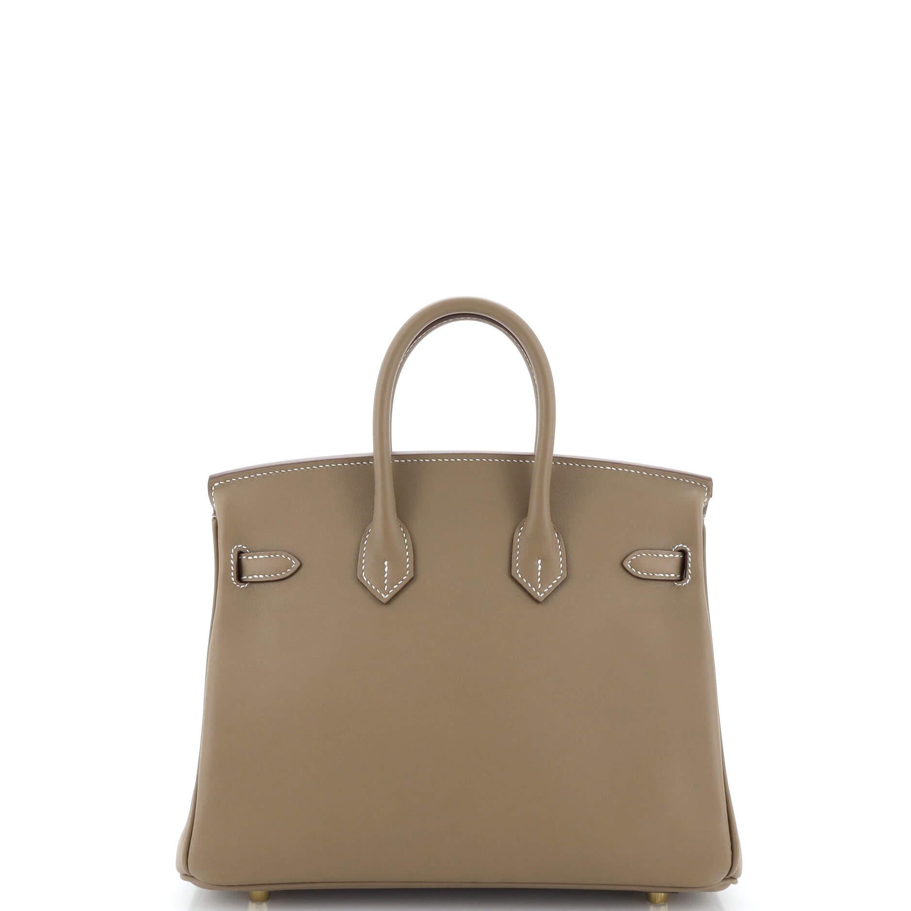 Women's Hermes Birkin Handbag Grey Swift with Gold Hardware 25