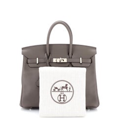 Hermes Birkin Handbag Grey Swift with Palladium Hardware 25