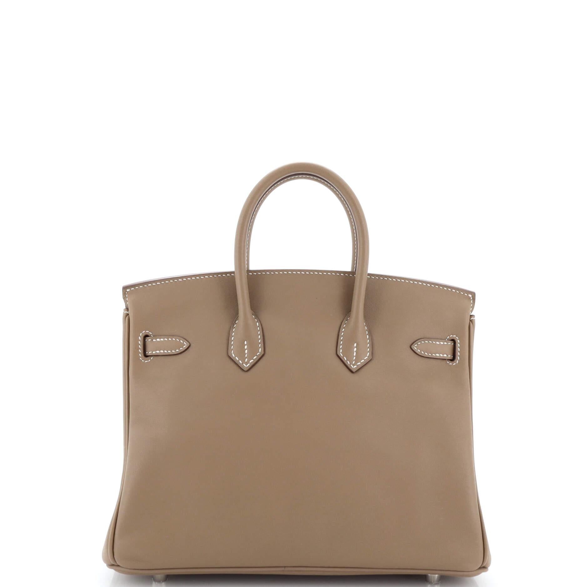 Women's or Men's Hermes Birkin Handbag Grey Swift with Palladium Hardware 25