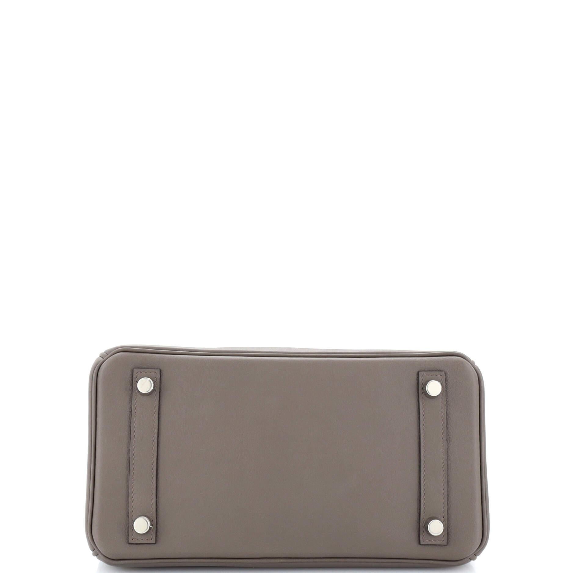 Hermes Birkin Handbag Grey Swift with Palladium Hardware 25 For Sale 1