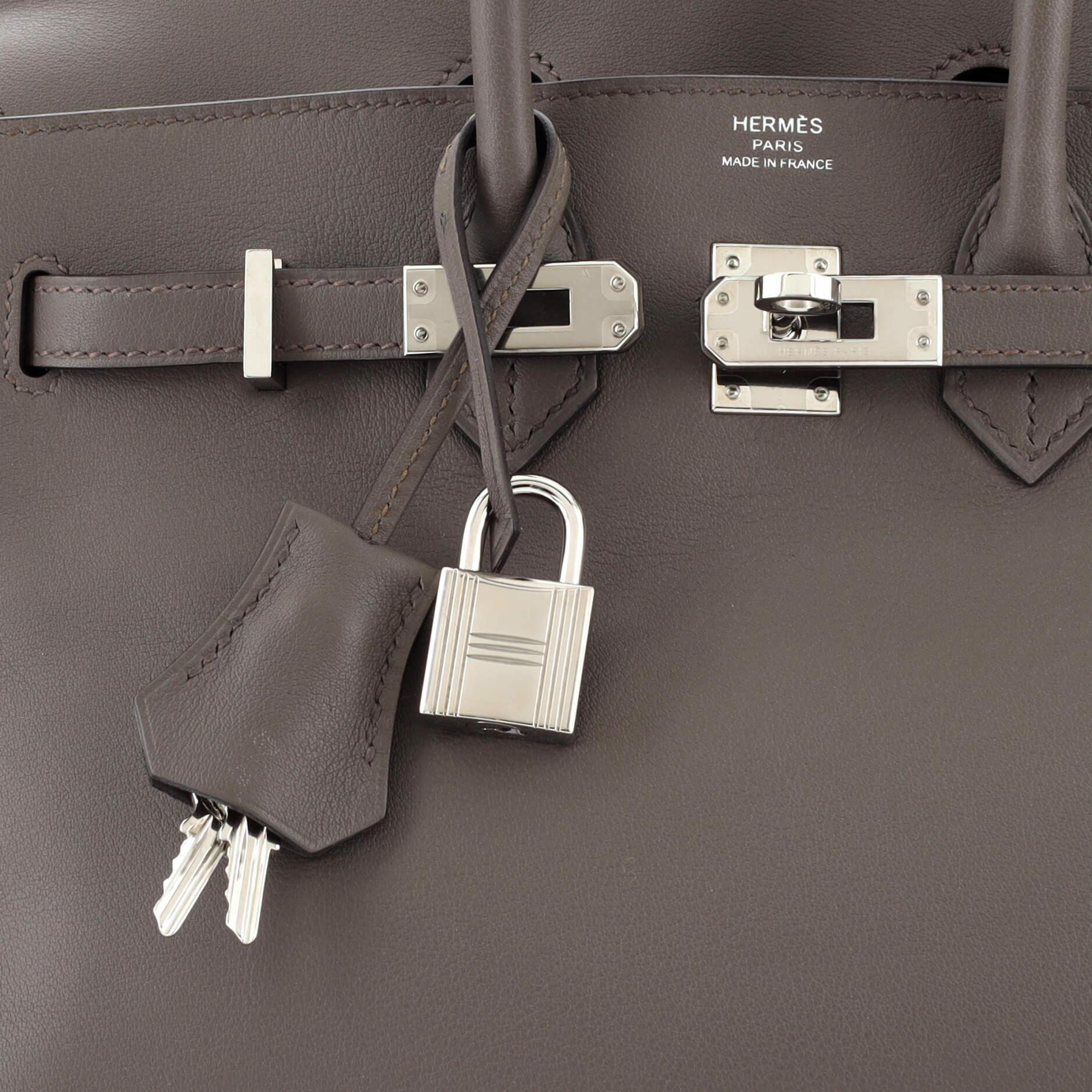 Hermes Birkin Handbag Grey Swift with Palladium Hardware 25 For Sale 3