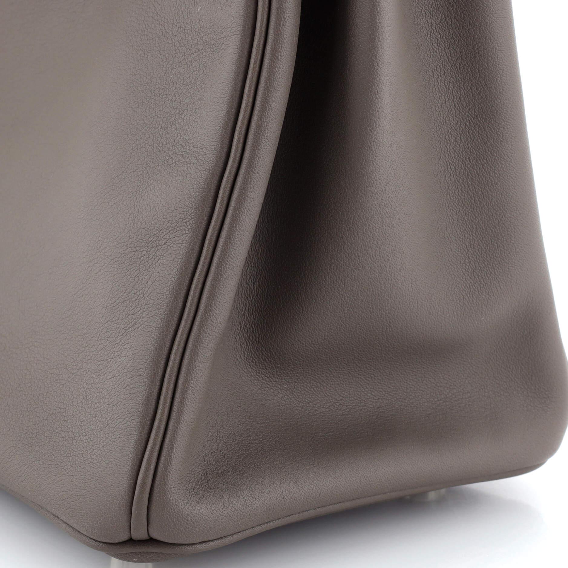 Hermes Birkin Handbag Grey Swift with Palladium Hardware 25 For Sale 4