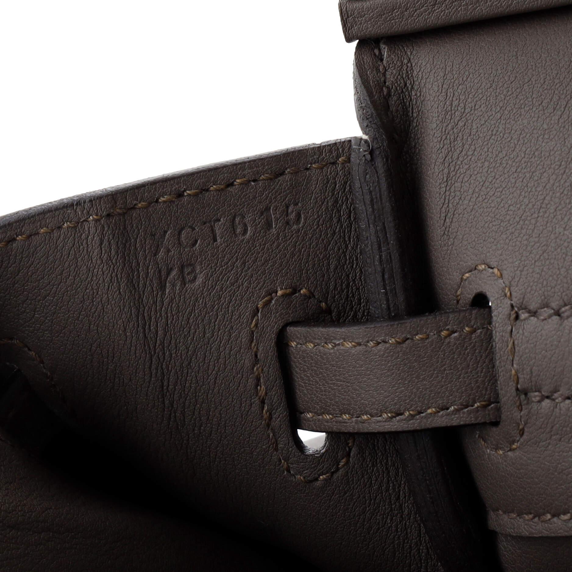 Hermes Birkin Handbag Grey Swift with Palladium Hardware 25 For Sale 5