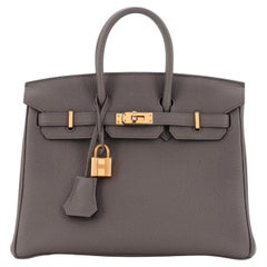 Hermes Birkin Handbag Grey Togo with Gold Hardware 25