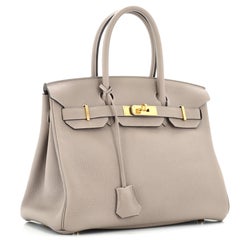 Hermes Birkin Handtasche Grau Togo mit Goldbeschlägen 30