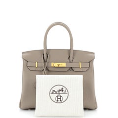 Hermes Birkin Handtasche Grau Togo mit Goldbeschlägen 30