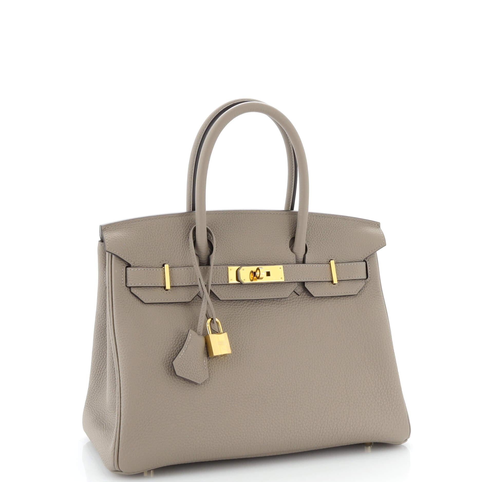 Hermes Birkin Handbag Grey Togo with Gold Hardware 30 In Good Condition In NY, NY