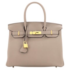 Hermes Birkin Handbag Grey Togo with Gold Hardware 30