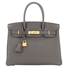 Hermes Birkin Handbag Grey Togo with Gold Hardware 30
