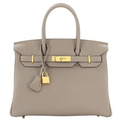 Hermes Birkin Handbag Grey Togo with Gold Hardware 30
