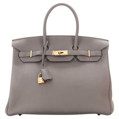 Hermes Birkin Handbag Grey Togo with Gold Hardware 35
