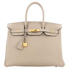 Hermes Birkin Handbag Grey Togo with Gold Hardware 35