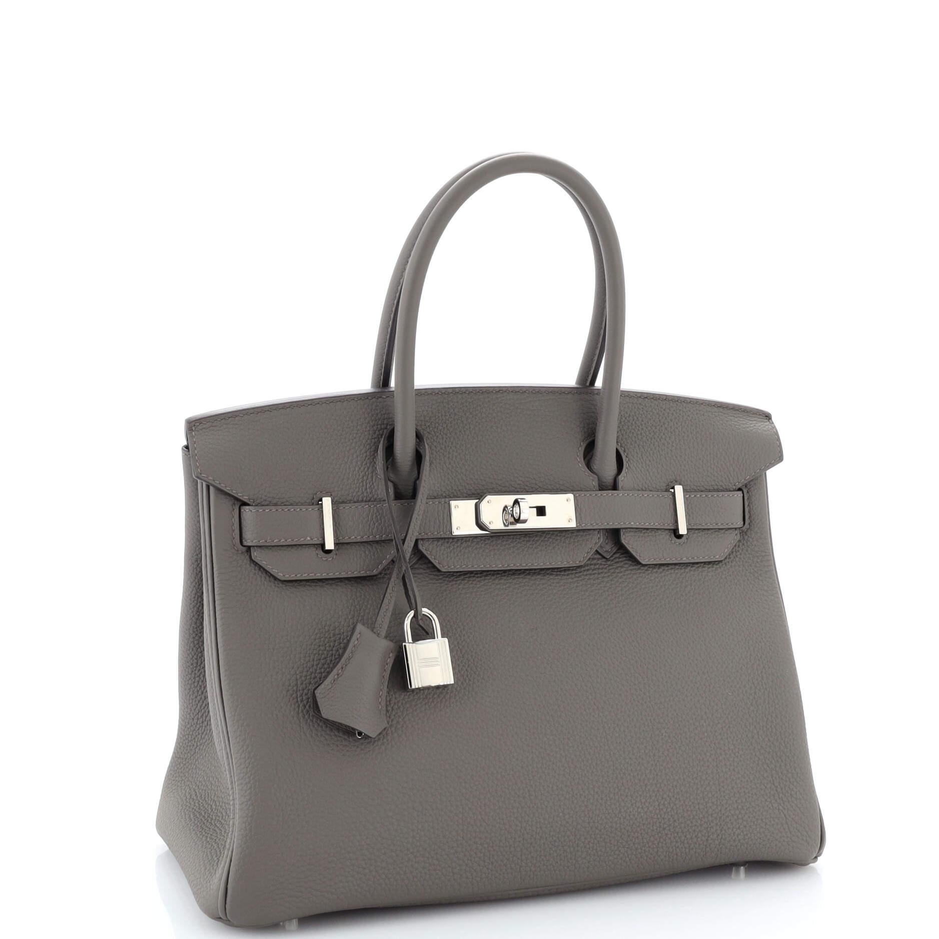 Hermes Birkin Handbag Grey Togo with Palladium Hardware 30 In Good Condition In NY, NY