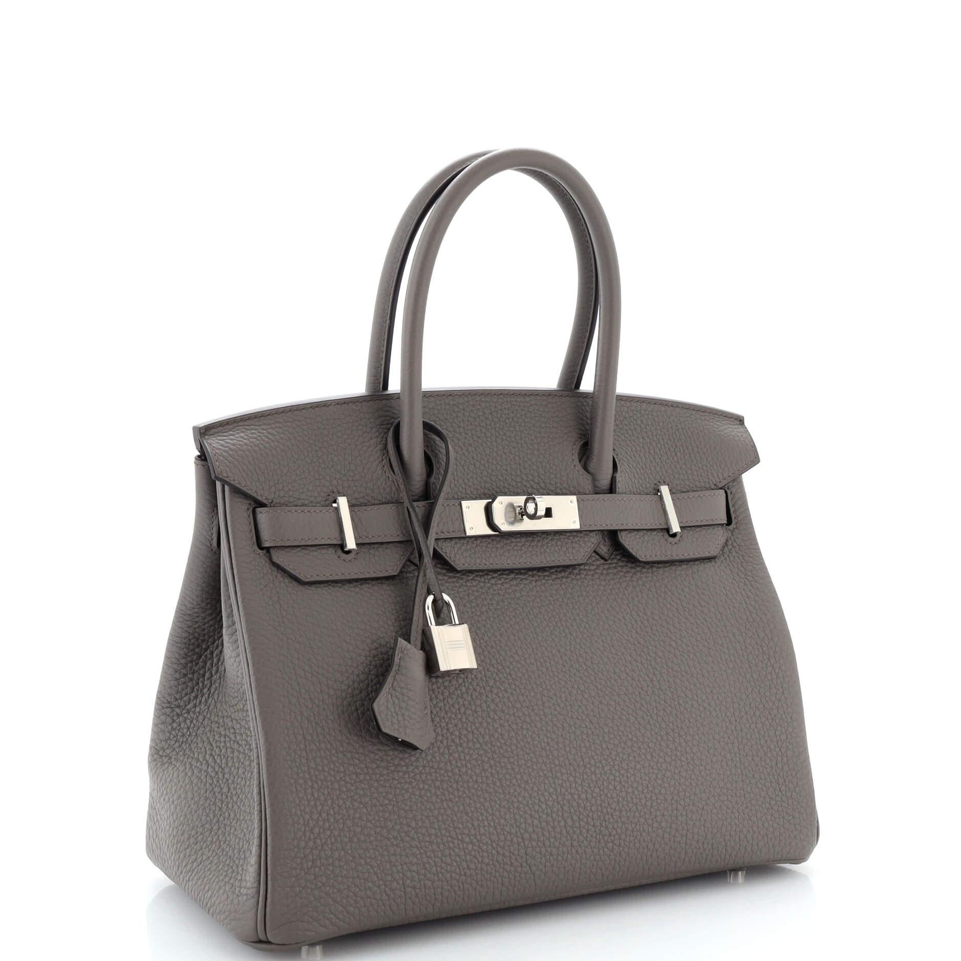 Hermes Birkin Handbag Grey Togo with Palladium Hardware 30 In Good Condition In NY, NY